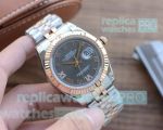 Copy Rolex Datejust Black Roman Dial Two Tone Jubilee Watch 40MM